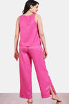 Zivame Checkered Sheen Woven Pyjama Set - Pink Yarrow — thumbnail 4